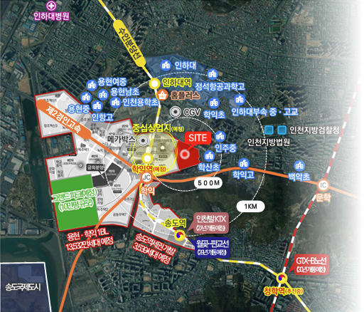 학익 루미엘 교통 인프라 안내 - 수인분당선 학익역(예정) 800m 역세권, 지하철 5호선 연장 계획