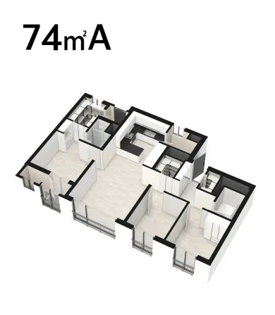 학익 루미엘 74m²A 타입 평면도
