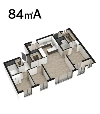 학익 루미엘 84m²A 타입 평면도