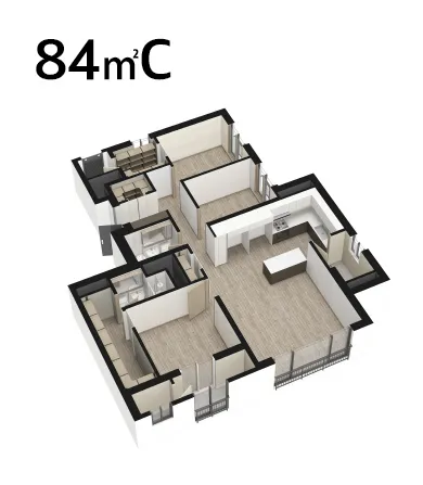 학익 루미엘 84m²C 타입 평면도